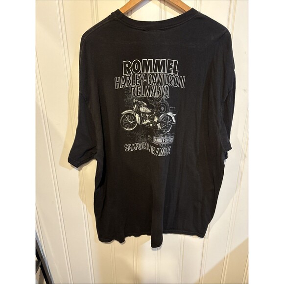 Harley-DavidsonHD  Mens 3XL XXXL Black T-Shirt Patriotic Skull & Flag Delaware - Picture 5 of 10